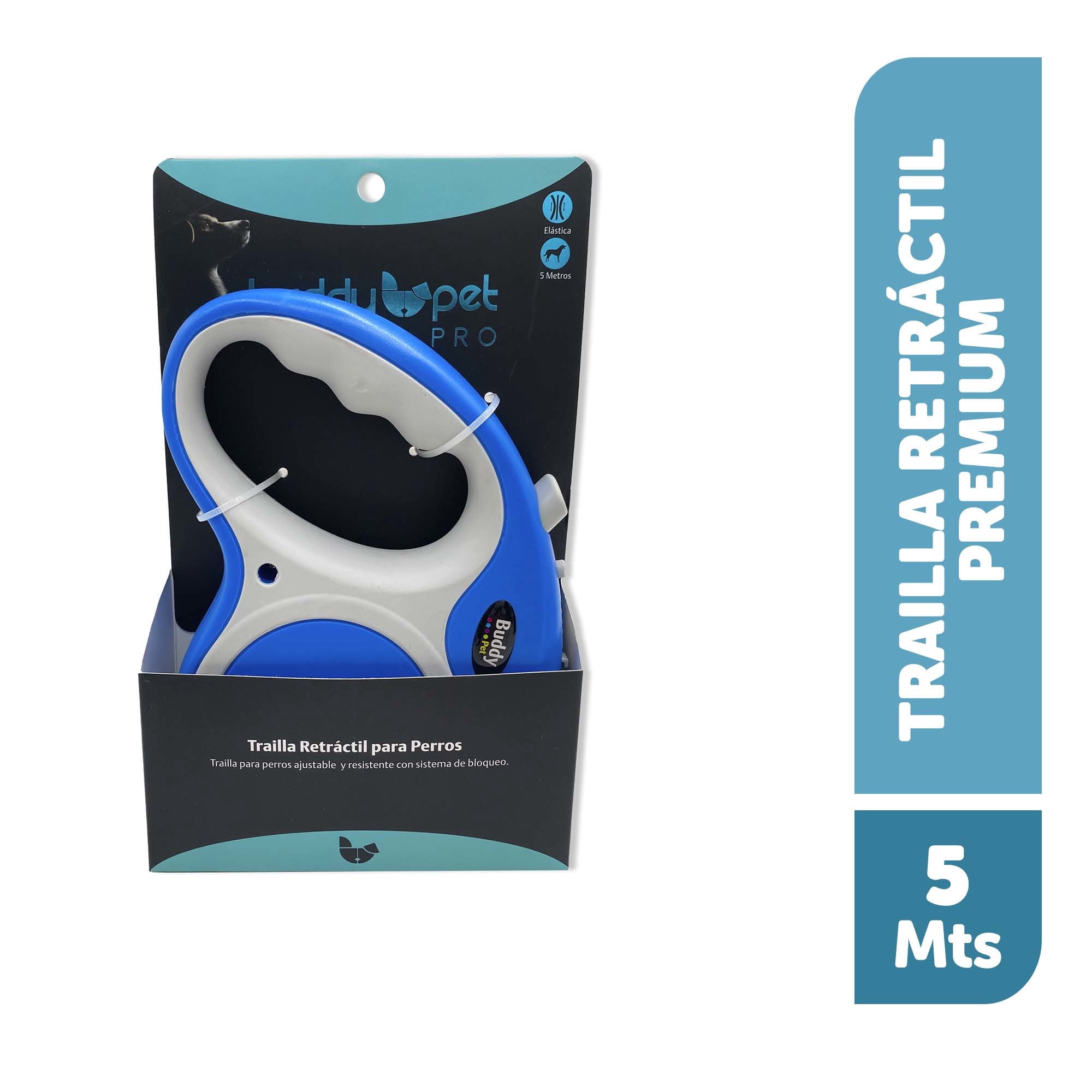 Trailla Retráctil Para Perro 5 Metros 1 Un Buddy Pet Pro