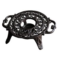 Magideal - Calentador De Tetera Estable De Hierro Fundido De Alta Resistencia Con Portavelas Calentador De Tetera Ahuecado Retro Elegante Para Balcón Fiesta Redondo Con Asa