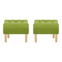 Bodevir - Set Pouf Wood 1C Felpa 05 Pistacho