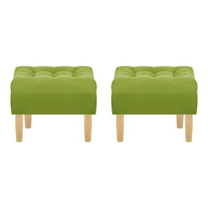 Bodevir - Set Pouf Wood 1C Felpa 05 Pistacho