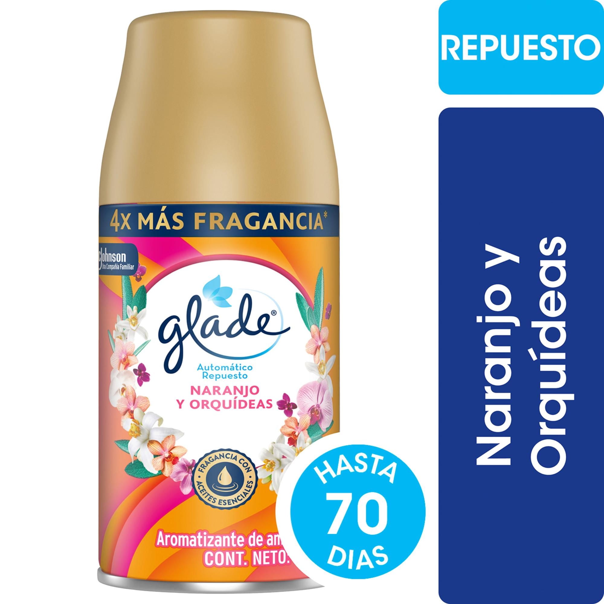 Aromatizante De Ambientes Automático Naranjo Y Orquídeas Lata 270 ml Glade