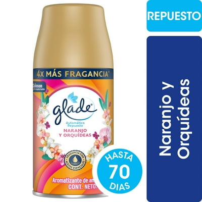 Aromatizante De Ambientes Automático Naranja Y Orquideas Repuesto Lata 270 Ml Glade