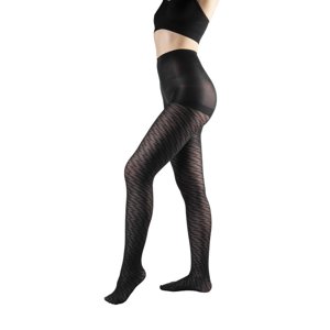 Ingesa - Panty Negra 70 Denier Diseño 7 Ondas L-Xl Negro