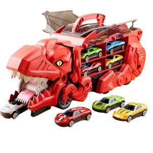 Bothyi - Camión Transportador De Dinosaurios Camión Para Tragar Dinosaurios Para Suministros Para Fiestas Infantiles Rojo