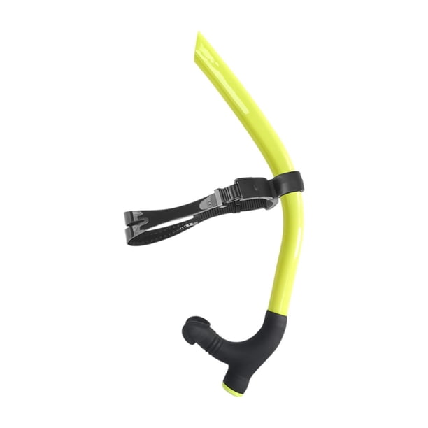 Snorkel de natación para natación de vueltas, montaje frontal central para piscina, aguas abiertas, correa ajustable para la cabeza, boquilla de silic Amarillo