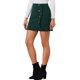 thumbnail image 4 of INSPIRE CHIC Falda de Mujer Regreso a Clases Pana Cintura Alta Botón Decorativo Falda Línea A Mini Falda Verde Oscuro L, 4 of 6