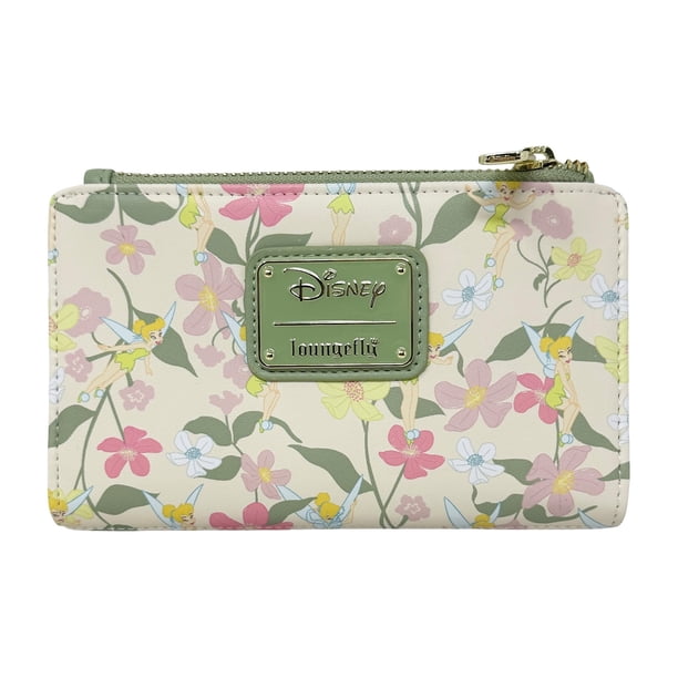 Billetera Loungefly Disney Peter Pan Tinkerbell con estampado floral con cierre circular