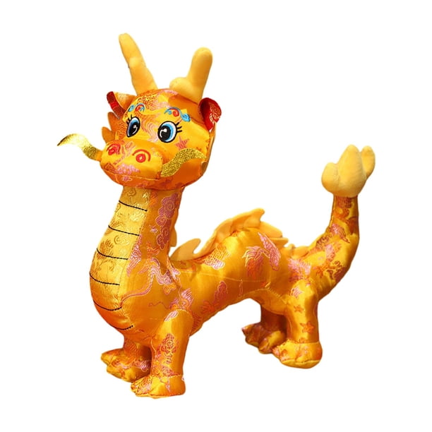 Dragón de peluche de juguete, dragón chino de peluche, dragón decorativo, muñeco de dragón de peluche para sofá, Bar, vacaciones, oficina, decoración Amarillo