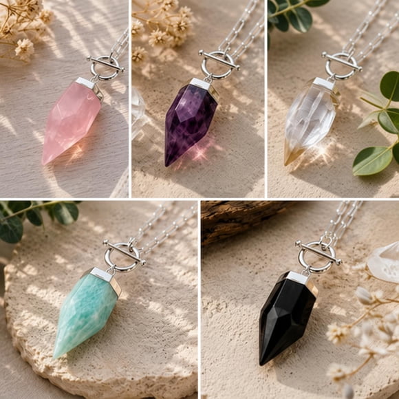 Maxi Cuarzos y piedras naturales con cadena 925 violeta 40 mm
