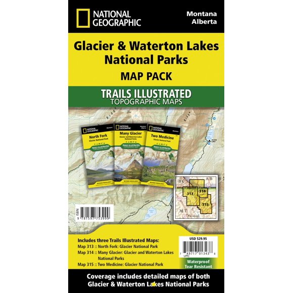 Pack de Mapas National Geographic Parques Glacier y Waterton Lakes