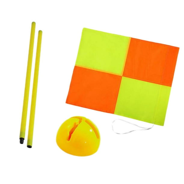 Bandera de esquina de fútbol, equipo de campo, bandera de deportes de entrenamiento versátil, bandera de esquina de campo de fútbol para adultos y niñ Poste de 1m base amarilla
