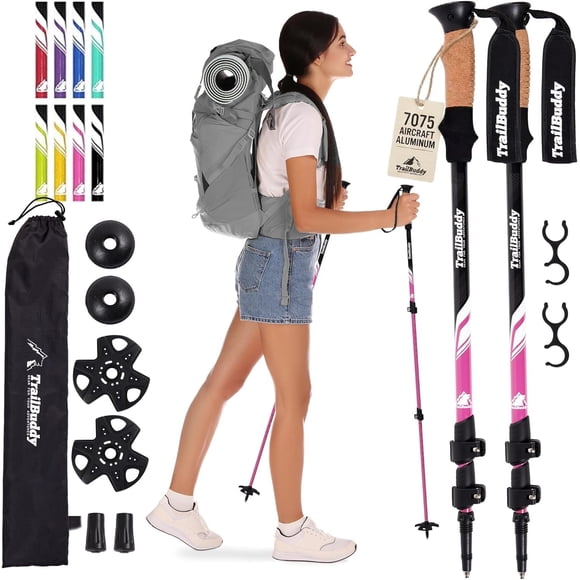 Bastones de trekking TrailBuddy de aluminio 7075, ligeros y plegables