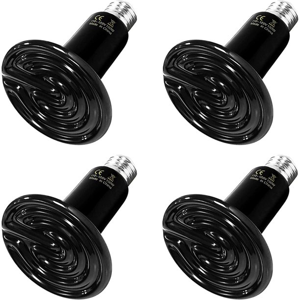 Lámpara de calor para reptiles HealSmart con emisor de calor de cerámica, 150 W, paquete de 4