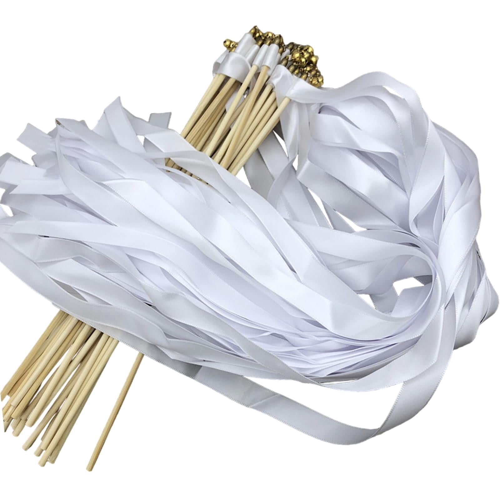 Magideal - 20 Varitas De Cinta Para Bodas, Serpentinas Con Cascabeles Dorados, Decoraciones De Palitos De Cinta Para Fiestas Navideñas, Recuerdos De Celebración Sin Encaje