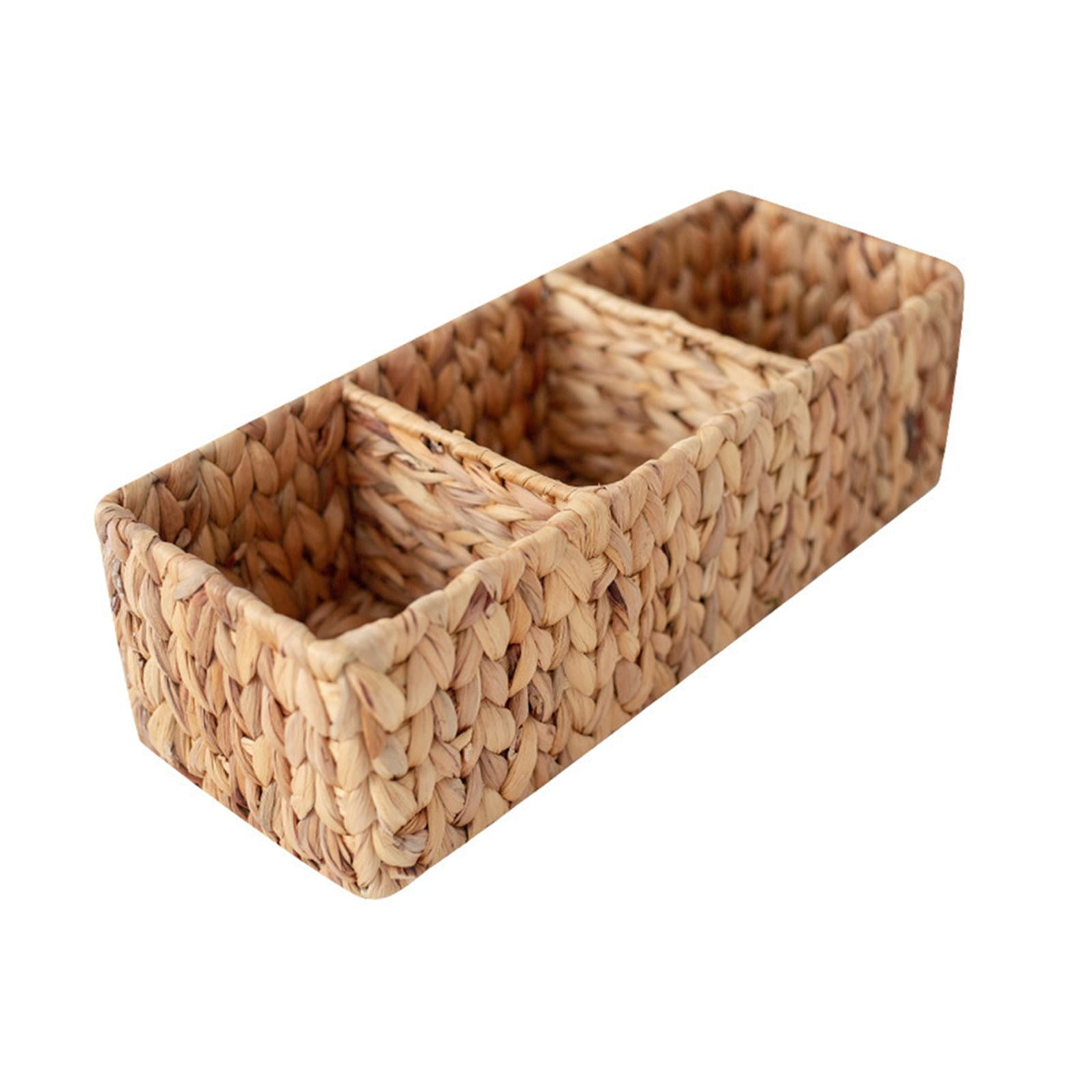 Magideal - Cesta De Mimbre, Cesta De Papel Higiénico, Organizador De Cajón De Escritorio Rústico, Organizador De Estación De Café Para Llaves, Joyería De Frutas, S