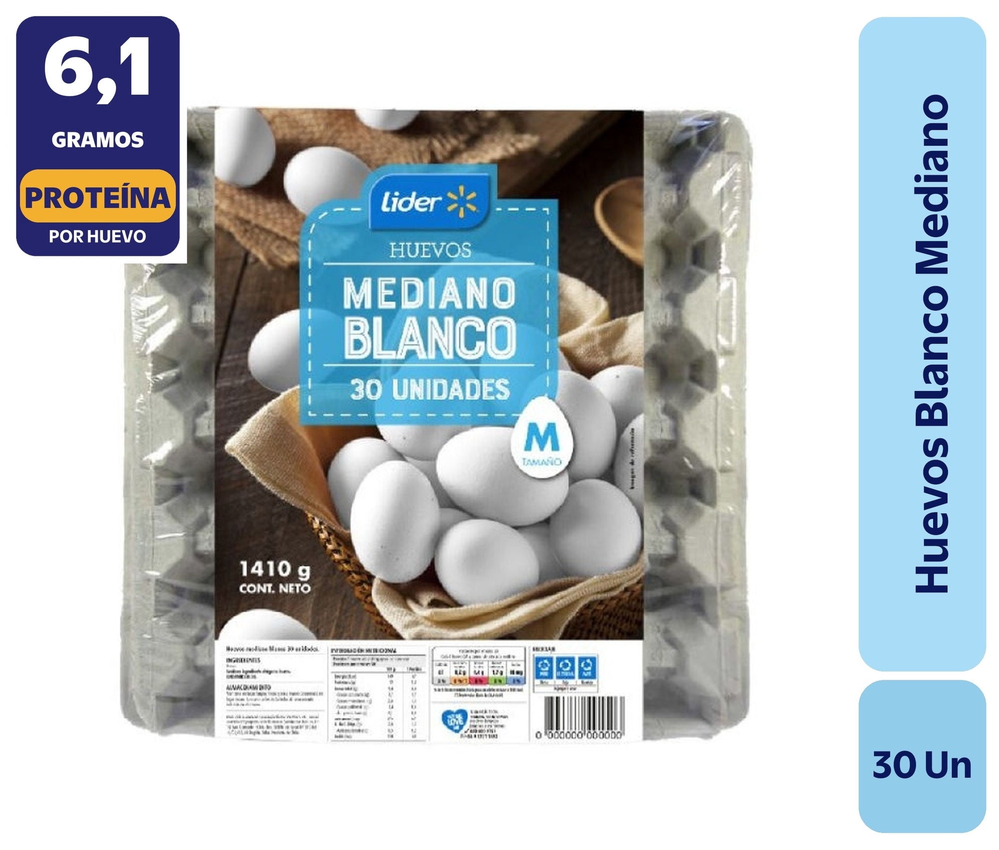 Huevos Tradicionales Mediano Blanco 30 Un Lider