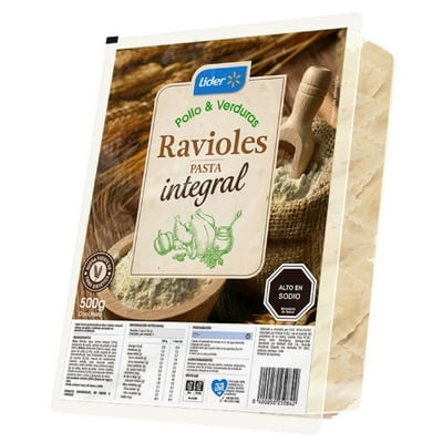Pasta Fresca Ravioles Integrales Pollo Verduras 500 G Lider