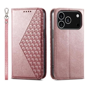 Funda Flip Foxdock Para Iphone 17 Pro Max , Estilo Billetera Con Diseño Rombo, Correa De Mano Y Soporte, Uso Diario
