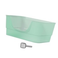 Ioensy - Caja De Arena Abierta Para Gatos, Inodoro Elevado, Caja De Arena Para Gatos, Color Verde