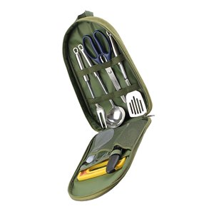 Ioensy - 7X Juego De Utensilios De Cocina Para Acampar Utensilios De Cocina Utensilios De Cocina Con Bolsa De Transporte Verde