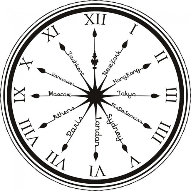 Rienda Libre Graphics - Decomural World City Clock New York Paris Decal Ws-19124