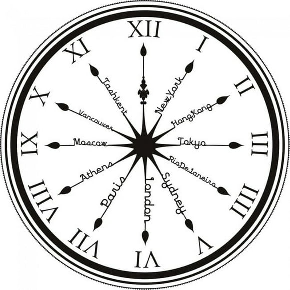 Decomural World City Clock New York Paris Decal WS-19124