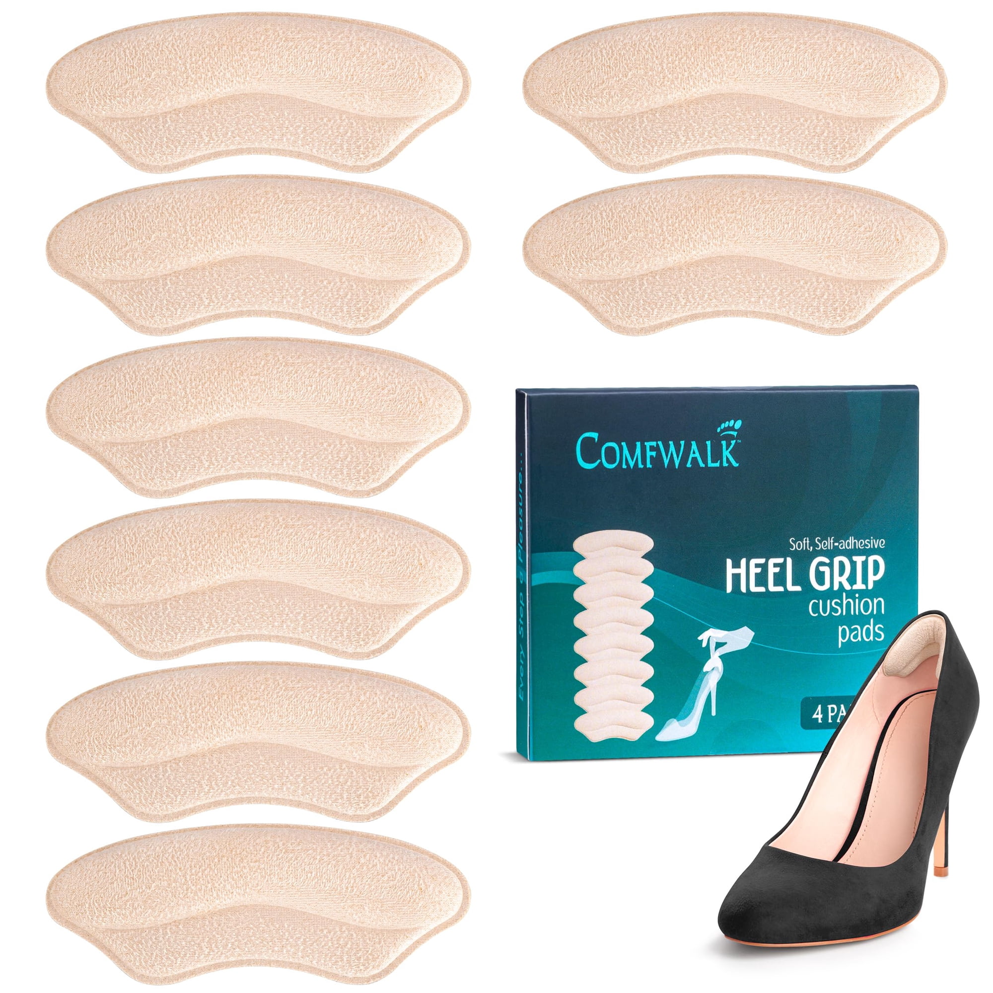Almohadillas Acolchadas Para Talón Comfwalk, 4 Pares, Para Zapatos Holgados