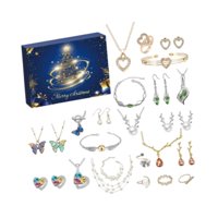 Magideal - Calendario De Adviento Joyas Collar Casual Navideño Para Fiesta De Cumpleaños Navideña Caja Azul