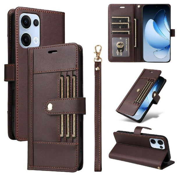 FOXDOCK Funda tipo Cartera para OPPO Reno 14 5G – Cubierta de Cuero PU con Múltiples Ranuras, Bolsillo para Efectivo y Correa de Muñeca