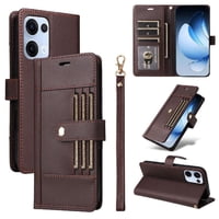 Foxdock Funda Tipo Cartera Para Oppo Reno 14 5G – Cubierta De Cuero Pu Con Múltiples Ranuras, Bolsillo Para Efectivo Y Correa De Muñeca