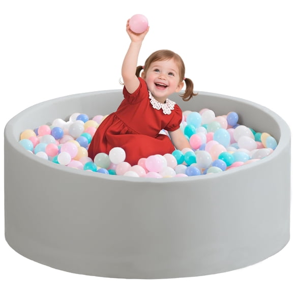 Piscina de bolas de espuma Zedachica para niños pequeños, espuma viscoelástica suave, gris