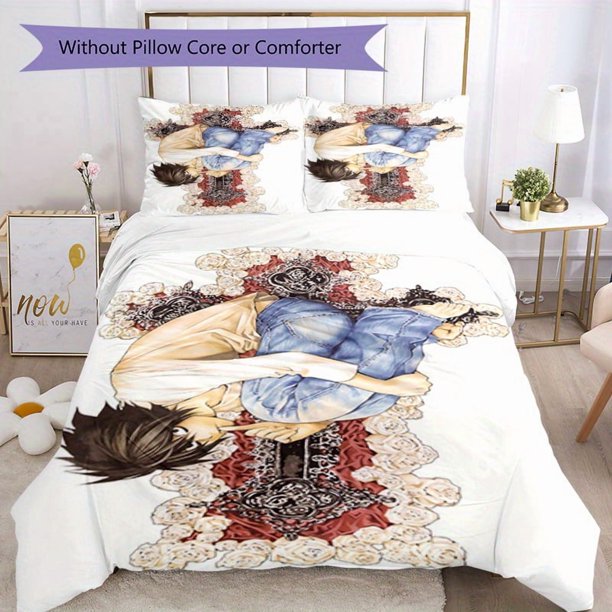 3pcs Bedding Set Duvet Cover Closure Includes 1 Duvet Cover & 2 Pillowcases for All Seasons Bedroom Decor, Home Dorm High-Definition Print L Q461