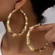 thumbnail image 5 of Aretes de Aro de Bambú Chapados en Oro de 14K para Mujer, Aretes de Aro Grandes de 5 Cm Redondos/corazón, Joyería Llamativa de Hip Hop para Fiesta, Uso Diario, 5 of 8