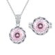 thumbnail image 1 of 2 Pzas Juegos de Joyería Nupcial de Boda para Novia Damas de Honor Madre 12MM Corte Redondo Joyería para Mujer para Fiesta de Graduación Rosa Colgante de CZ Collar y Anillos (Talla 5-9), 1 of 8