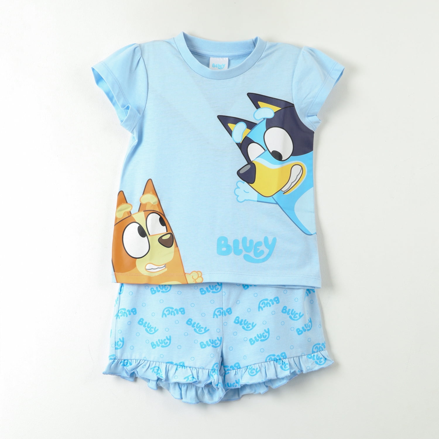 Pijama Manga Corta Niña Celeste Bingo & Bluey