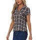 thumbnail image 4 of INSPIRE CHIC Camisas de Cuadros para Mujer Cuello en Punta Abotonado Blusas de Regreso a Clases Blanco Azul Oscuro M, 4 of 6