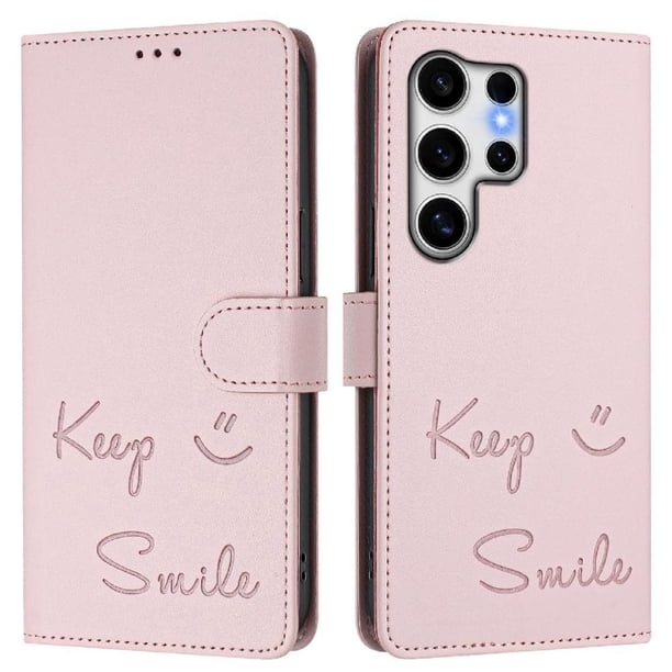 Funda Cartera para Samsung Galaxy S25 Ultra con Bloqueo RFID, Cierre Magnético y Ranuras Tarjetas Rosa