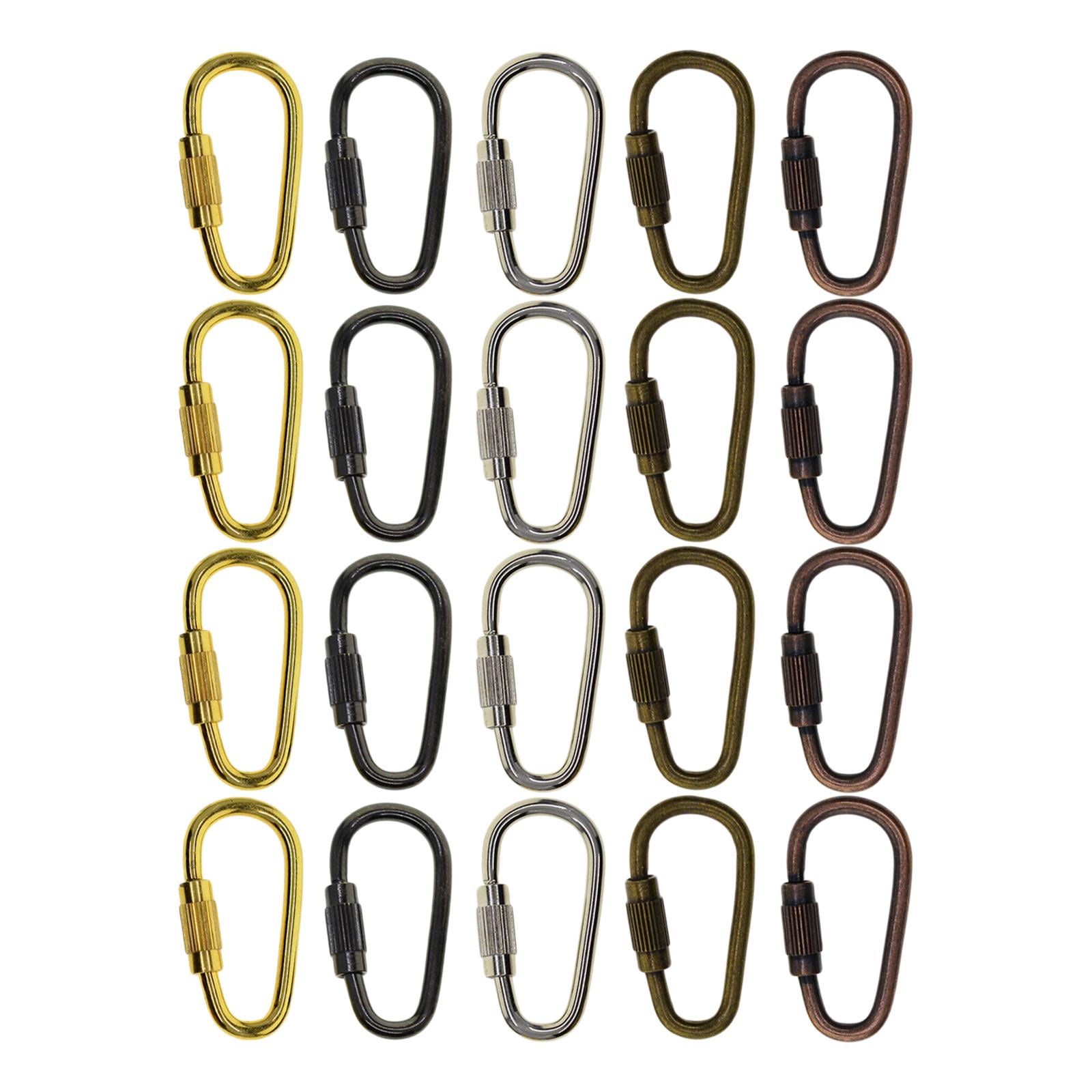 Magideal - 20 Mini Clips De Bloqueo Duraderos Con Cierre En D, Llavero Con Hebilla De Bloqueo De Tornillo Para Uso En Interiores Y Exteriores, Ligero Y Resistent