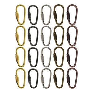 Magideal - 20 Mini Clips De Bloqueo Duraderos Con Cierre En D, Llavero Con Hebilla De Bloqueo De Tornillo Para Uso En Interiores Y Exteriores, Ligero Y Resistent