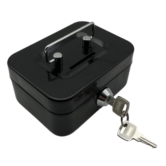 Caja De Dinero Con Bloqueo Con Mango Superior Modern Metal Birthet Behor Bajing Black Black