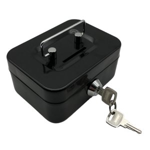 Bothyi - Caja De Dinero Con Bloqueo Con Mango Superior Modern Metal Birthet Behor Bajing Black Black