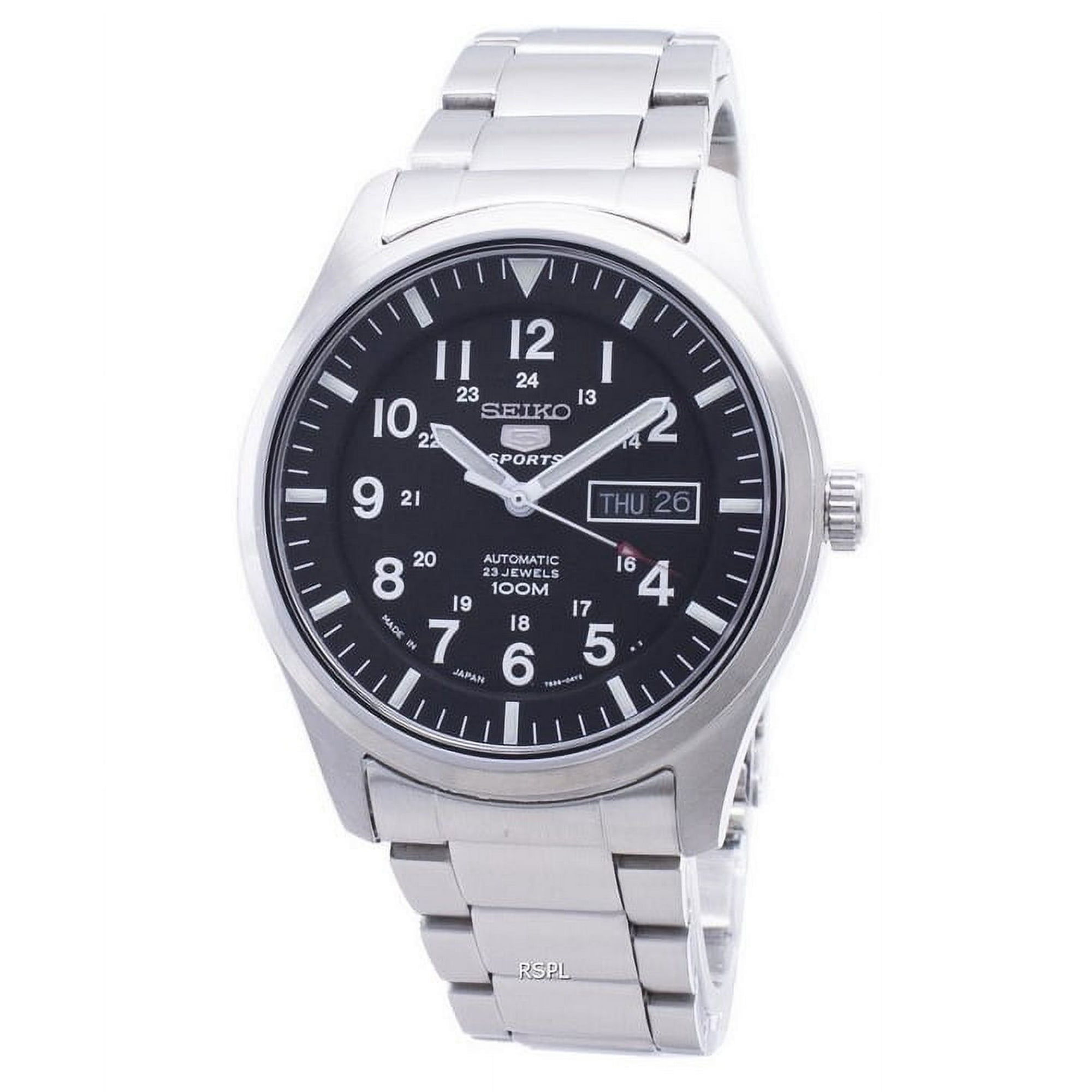 Reloj Seiko De Acero Inoxidable Con Esfera Negra 5 Para Hombre Snzg13j1