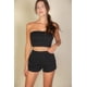 thumbnail image 1 of Conjunto De 2 Piezas De Top Y Shorts Sin Tirantes De Algodón Elástico De Color Liso Color Negro (para Mujer), 1 of 5