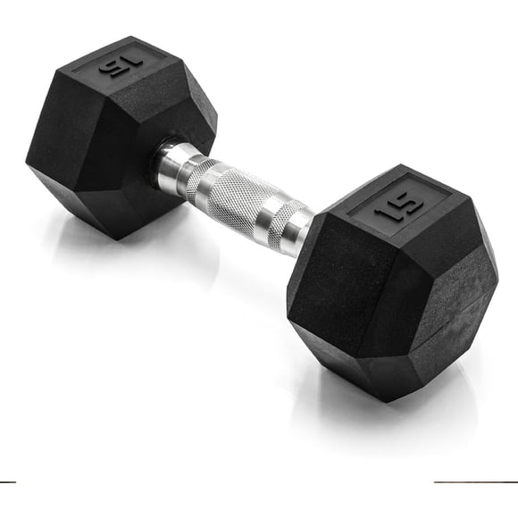 CAP Barbell 15 lb Coated Hex Dumbbell Weight, New Edition