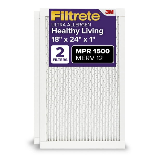 Filtro de aire Filtrete para aire acondicionado 45 x 61 x 2 cm MERV 12 MPR 1500, paquete de 2