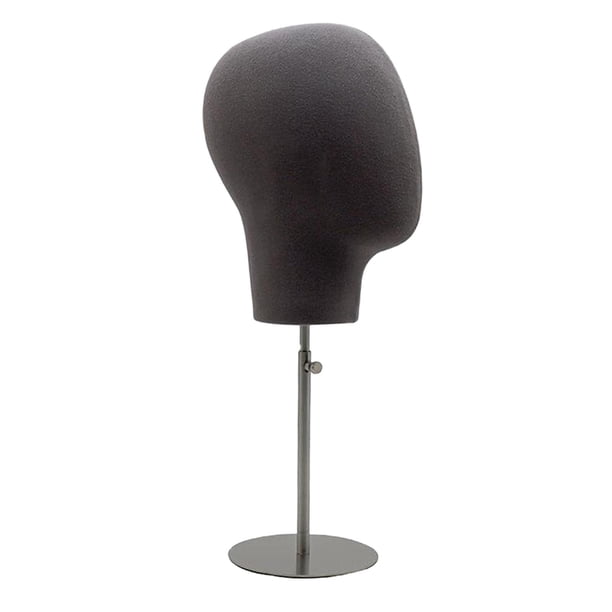 Cabeza de maniquí ajustable con base redonda estable, cabeza de maniquí duradera, modelo de soporte de exhibición para sombrero, auriculares, pelucas, Gris