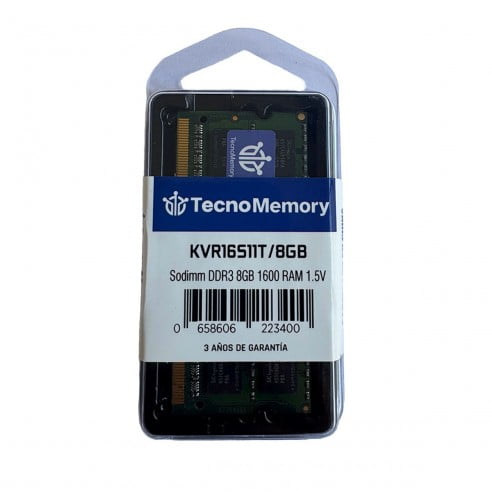 Memoria Ram Tecnomemory Sodimm Ddr3 8gb 1600mhz 1.5v Kvr16s11t/8gb