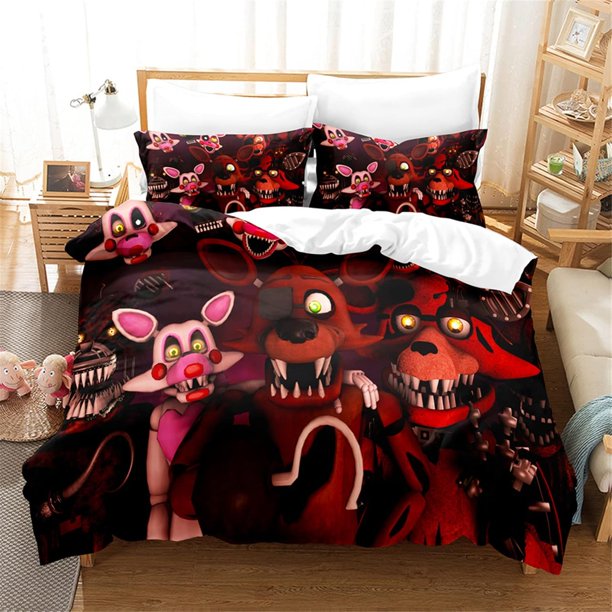 Kids Five Nights-at Freddy's Bedding Duvet Cover Queen Size3 Pieces Soft Light-Weight Comforter Cover with Pillow Shams
