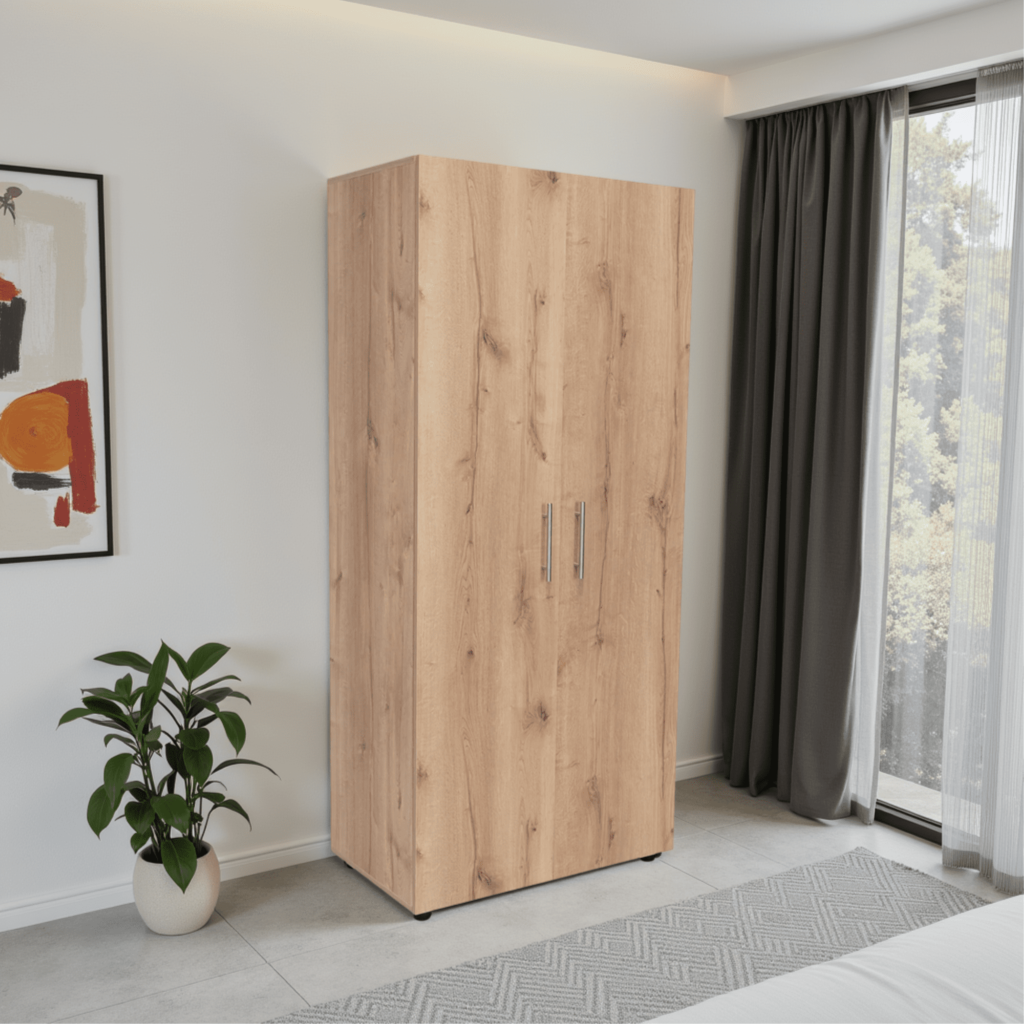 Tuhome - Closet Tera 2 Puertas Duna Y Blanco 180x180x48 Cm