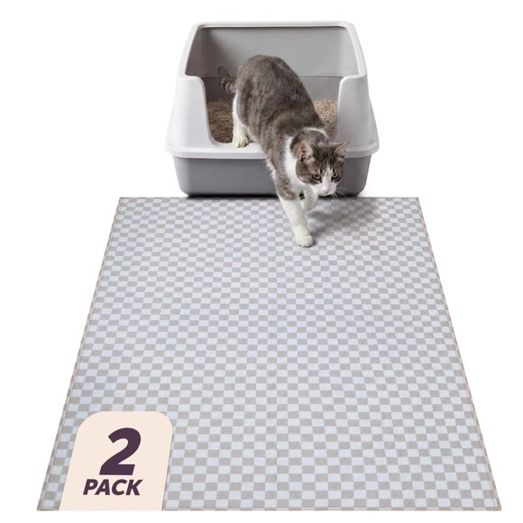 Tapete para arena Lovewag Pets 91 x 122 cm, pack de 2, damero color topo